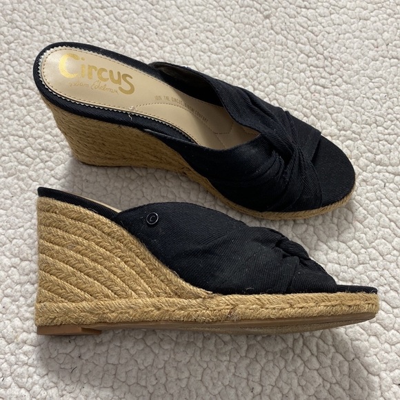 Circus Sam Edelman Black Espadrille Wedge Sandals Size 7.5 - Picture 13 of 13